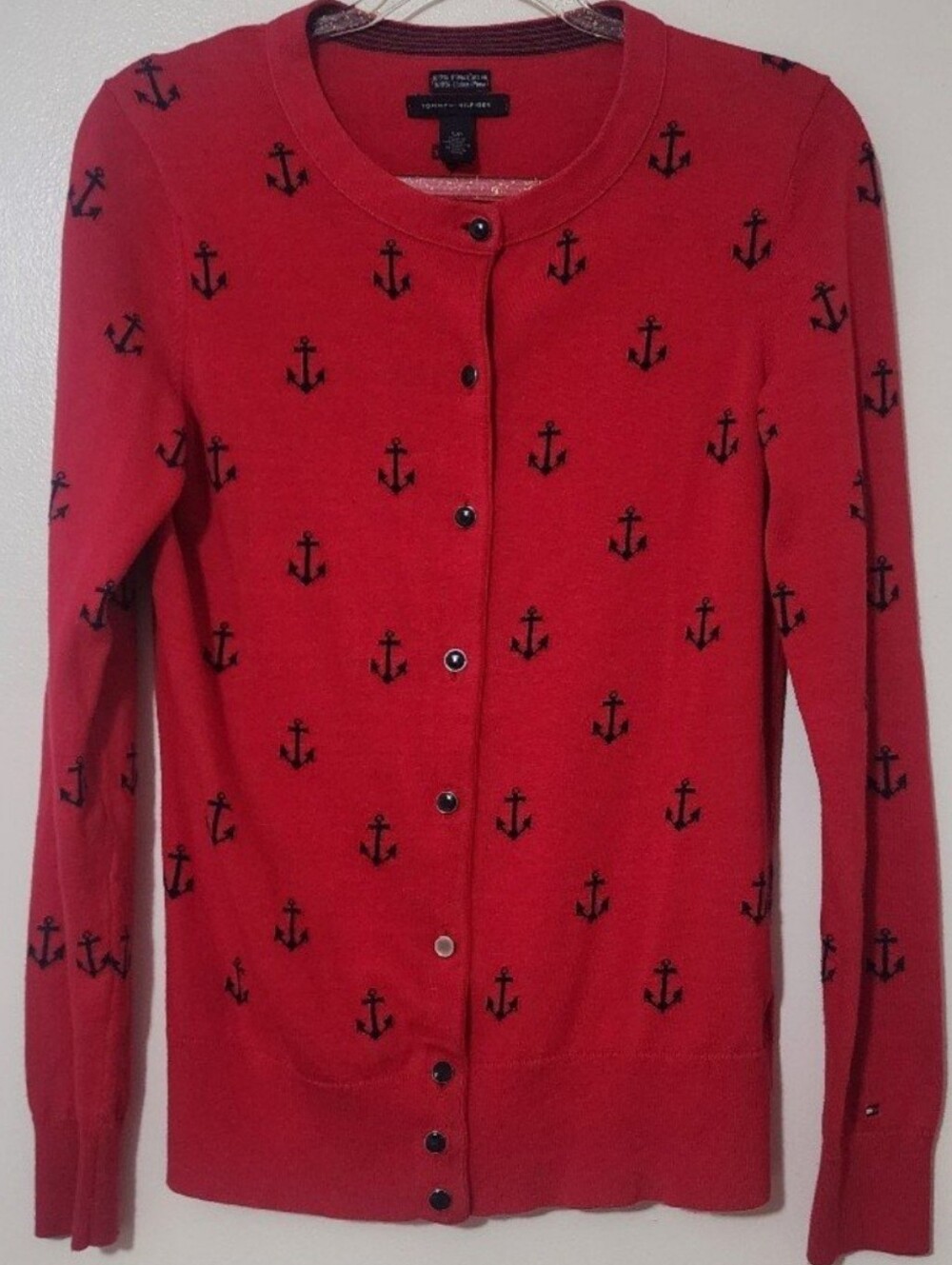 Tommy Hilfiger Pima Cotton Nautical Button Down Cardigan Anchors Boat Yacht Club